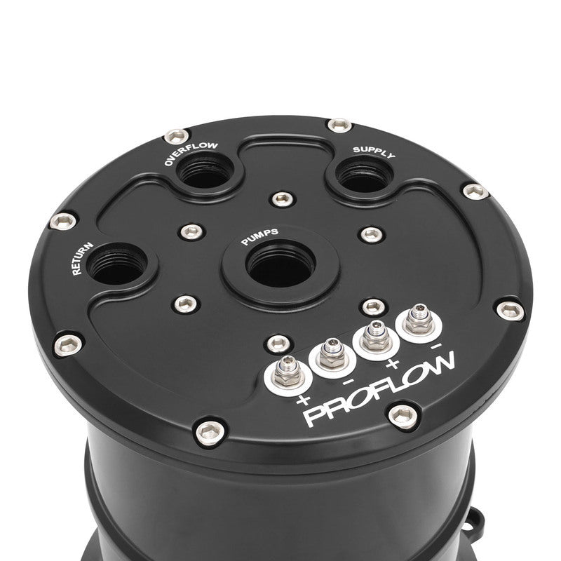 Proflow Surge Tank Kit With Dual Walbro 460 LPH Fuel Pumps, EFI, 2.5L, Billet Aluminium, Black Anodised - PFEFCA020BK-WAL1