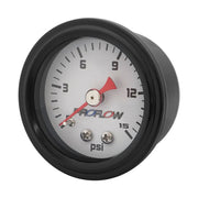 Proflow Fuel Pressure Gauge 0-15PSI, Stainless Steel, Black Body/White Face 40mm, Each - PFEFG-015-2 PFEFG-015-2