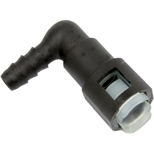 Proflow Fuel Line Connectors, Nylon 5/16in. Female QR 90 Degree To 5/16in. (8mm) Barb, Each - PFEFLQR081 PFEFLQR081