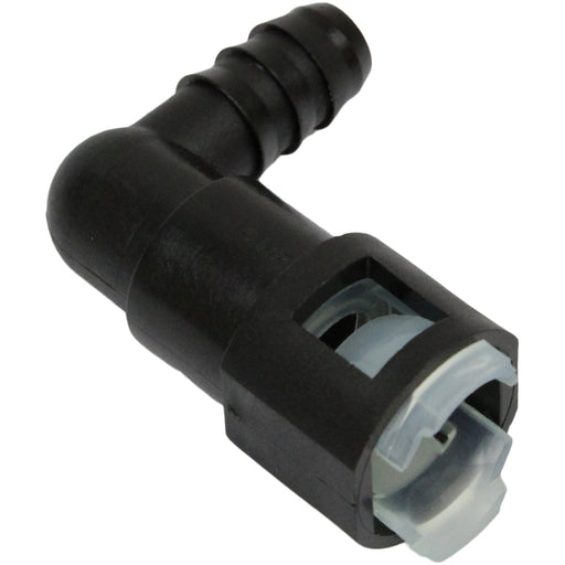 Proflow Fuel Line Connectors, Nylon 3/8in. Female QR 90 Degree To 3/8in. (10mm) Barb, Each - PFEFLQR086 PFEFLQR086