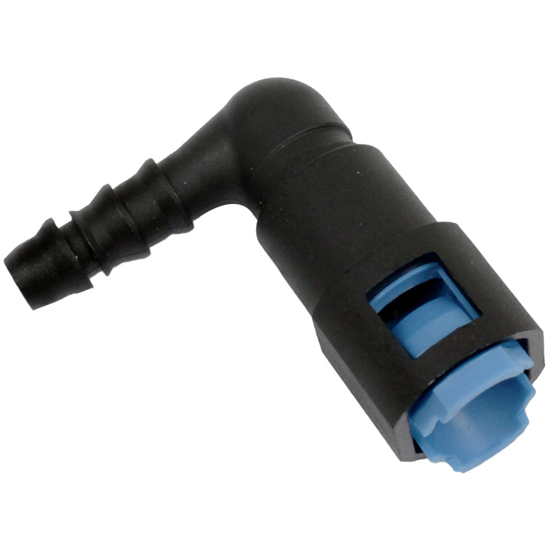 Proflow Fuel Line Connectors, Nylon 3/8in. Female QR 90 Degree To 5/16in. (8mm) Barb, Each - PFEFLQR091 PFEFLQR091