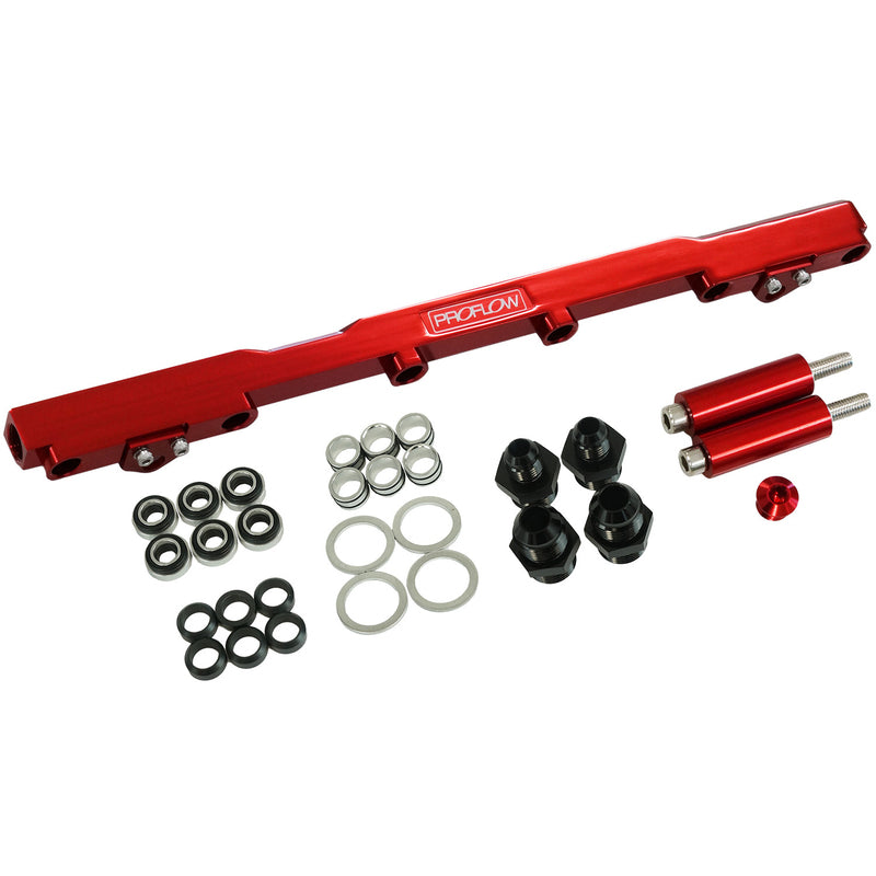 Proflow Fuel Rails Kit, Billet Aluminium, Anodised Red, For Toyota 2JZ - PFEFRKTOY2JZR PFEFRKTOY2JZR