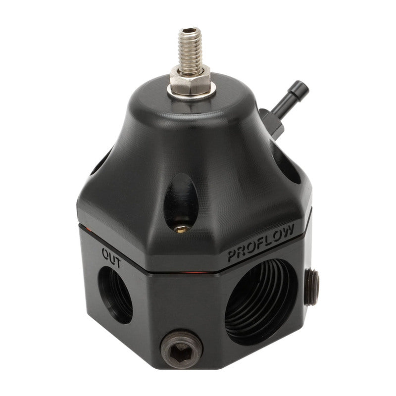 Proflow Fuel Pressure Regulator, Carburettor Bypass, 4-13 PSI, 4-Port, 900 HP, Billet Aluminium, Universal - PFEFS13204 PFEFS13204
