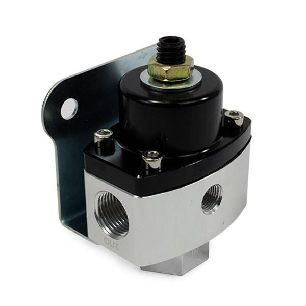 Proflow Fuel Pressure Regulator, Carby, Economy Billet, Black/Silver -3/8in. NPT, 2 Port Adjustable 5-12 PSI - PFEFS13207 PFEFS13207