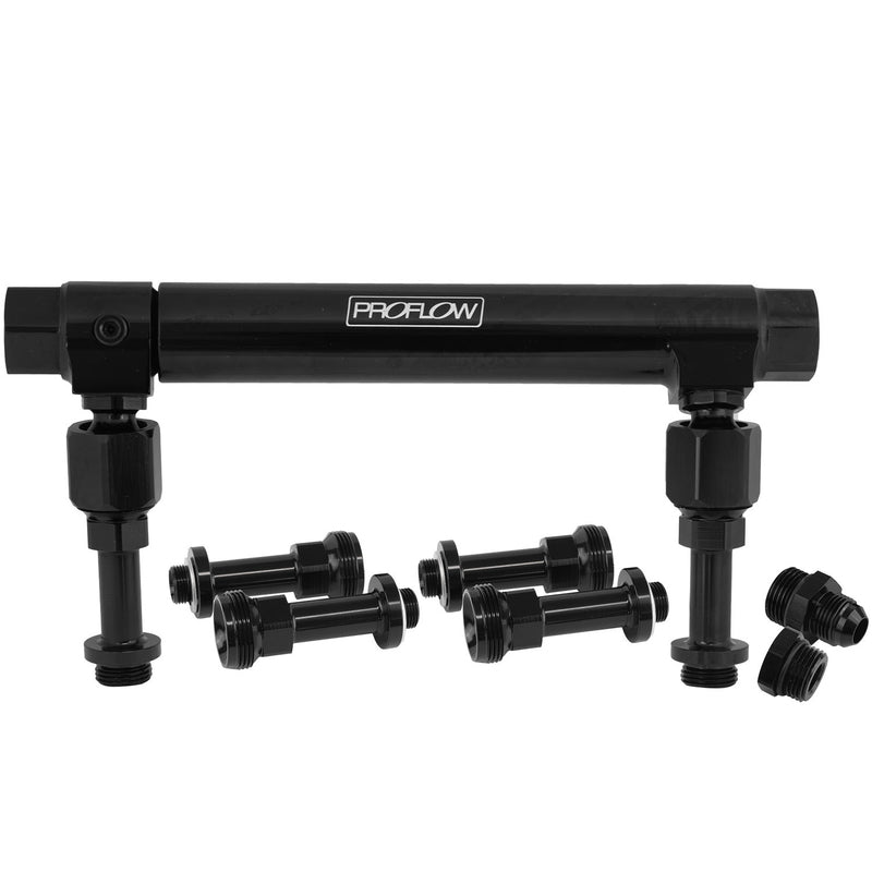 Proflow Fuel Log, Billet Aluminium, Black, Adjustable, -10 AN Inlet, 7/8-20 in. Outlets, Holley 4150, 4500 - PFEFS14201 PFEFS14201