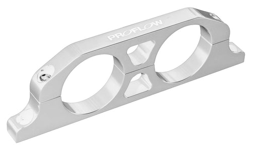 Proflow Fuel Filter Brackets Dual 50mm hole, Aluminium, Silver Anodised - PFEFS300-3 PFEFS300-3