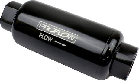 Proflow Fuel Filter, Inline Mount, Billet Aluminium, Black Anodised, 40 Microns, 88mm Total Length -8 AN Inlet/Outlet, Each - PFEFS303B PFEFS303B