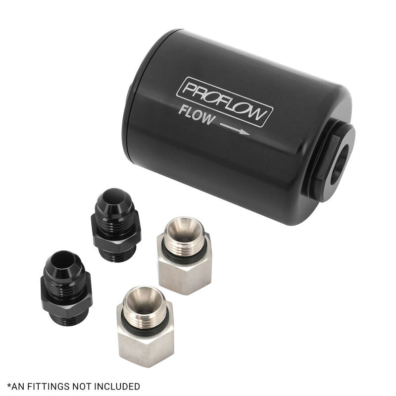 Proflow Billet Fuel Filter, Suits Ford Falcon, OEM Z373 Type M14x1.5 Or Universal, 40 Micron, Female AN6 Thread & M14x1.5 Unions - PFEFS373