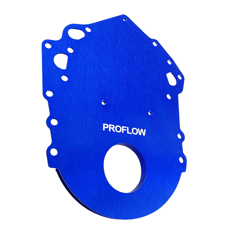Proflow Billet Timing Cover, 1-Piece, For Ford Cleveland, 302/351C, Billet Aluminium, Blue Anodised, Each - PFEFTCCB PFEFTCCB