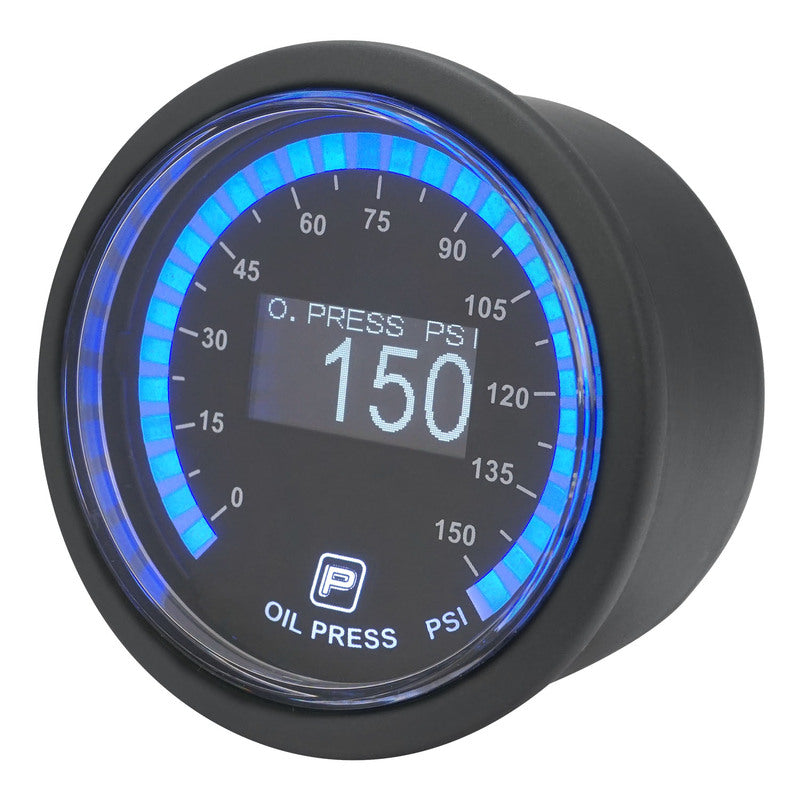 Proflow Pro Series Digital, Electrical Oil Pressure Gauge, 52mm, 0-150 PSI, w/Sensor, LED Backlight - PFEGA-1002 PFEGA-1002