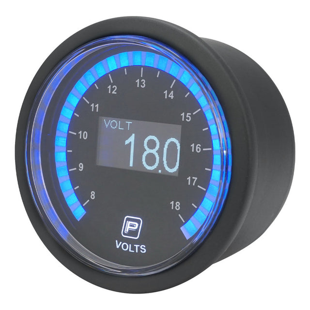 Proflow Pro Series Digital, Electrical Voltmeter Gauge, 52mm, 8-18 Volts, LED Backlight - PFEGA-1008 PFEGA-1008