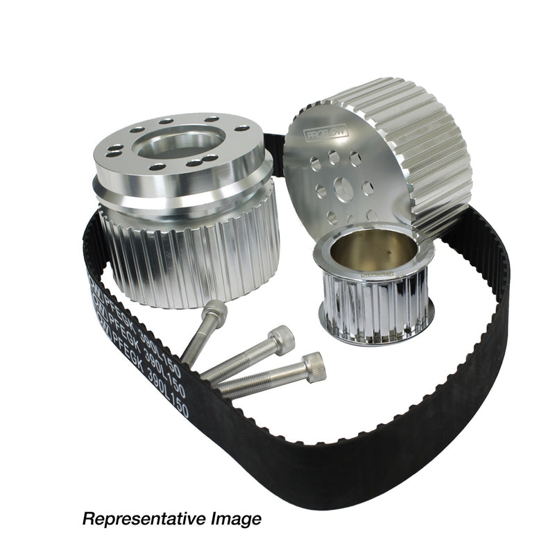Proflow Gilmer Belt Drive Kit, BB Chevrolet with Short Water Pump, Billet Aluminium, Clear Anodised - PFEGK80253 PFEGK80253