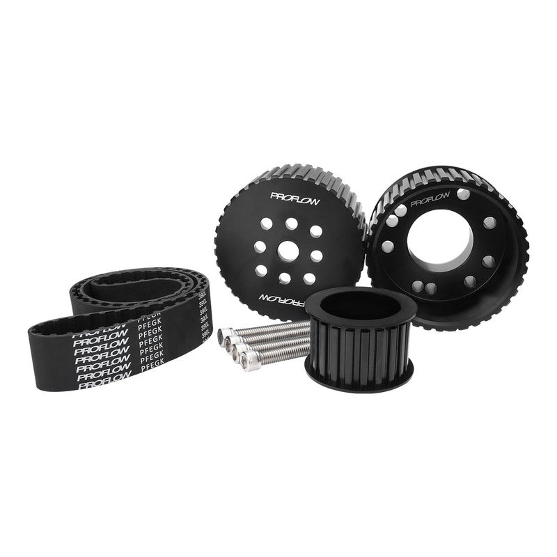 Proflow Gilmer Belt Drive Kit, For SB Ford 289/302/351 Windsor, Billet Aluminium, Black Anodised - PFEGK80254BK PFEGK80254BK