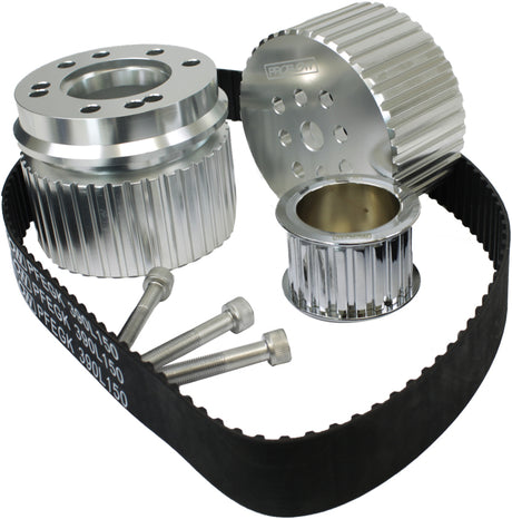 Proflow Gilmer Belt Drive Kit, For SB Ford 289/302/351 Windsor, Billet Aluminium, Silver Anodised - PFEGK80254 PFEGK80254