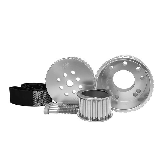 Proflow Gilmer Belt Drive Kit, For SB Ford 302/351 Cleveland, Billet Aluminium, Silver Anodised - PFEGK80255 PFEGK80255