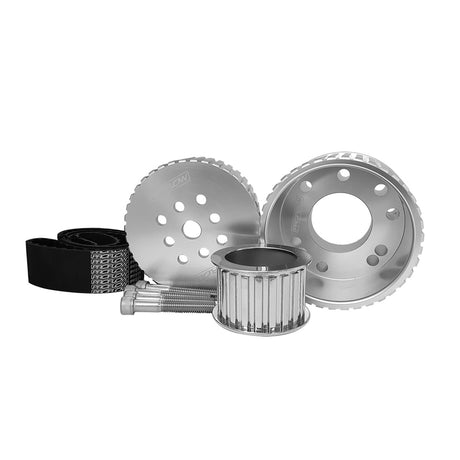 Proflow Gilmer Belt Drive Kit, For BB Ford 429/460, Billet Aluminium, Silver Anodised - PFEGK80256 PFEGK80256