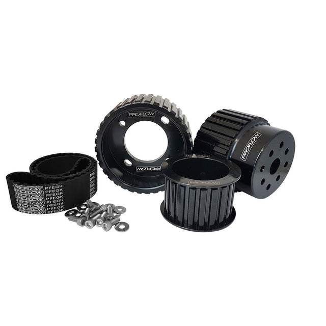 Proflow Gilmer Belt Drive Kit, For Mazda Rotary Series 4 & 5 Turbo, Billet Aluminium, Black Anodised - PFEGK80265BK PFEGK80265BK