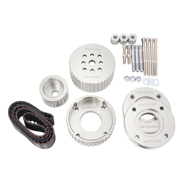 Proflow Gilmer Belt Drive Kit, For Holden V8 EFI 5.0L VN-VS Commodore, Billet Aluminium, Silver Anodised - PFEGK80270 PFEGK80270