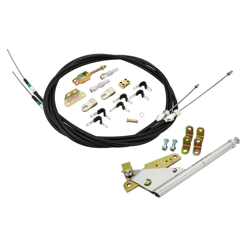 Proflow Universal Emergency Hand Brake Kit, Floor Mount, Chrome, with Cable Mounting, Kit - PFEHBK PFEHBK