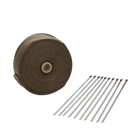 Proflow Exhaust Wrap, Titanium, 980 Degrees Celsius, Lava Rock, Natural, 2 in. Width, 25 ft Roll, 10 Locking tie Kit - PFEHS-102025PL PFEHS-102025PL