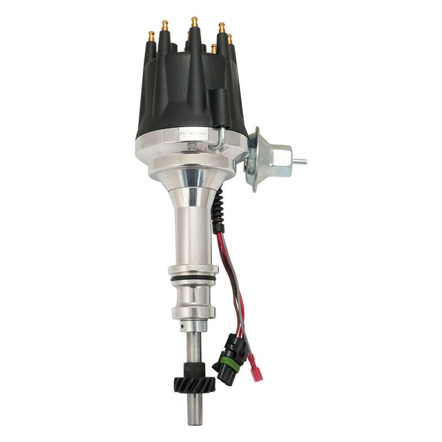 Proflow Distributor, Billet Black, HEI Ready-to-Run, Vacuum Advance, For Ford 302 351 Cleveland Early Large Shaft - PFEID310R PFEID310R