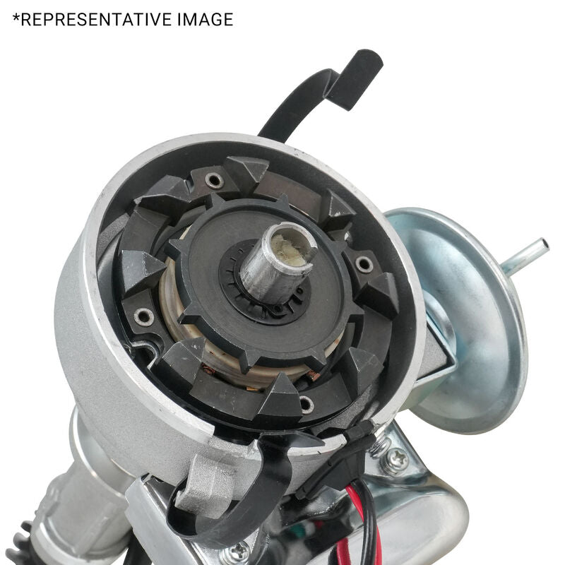 Proflow Distributor, HEI Street Series, Vacuum Advance, Bosch Style Black Cap, For Ford 302 351 Cleveland Late Block Small 12.5mm Shaft - PFEID320E
