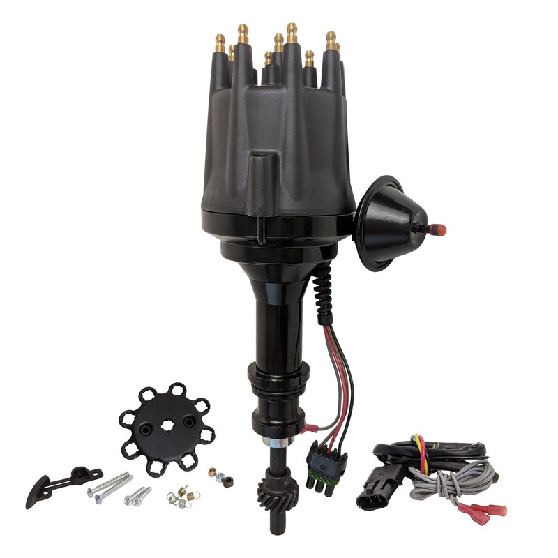 Proflow Distributor, Billet Aluminium, Black Cap, HEI, Ready-to-Run, Vacuum Advance, For Ford 351 Windsor - PFEID420R PFEID420R