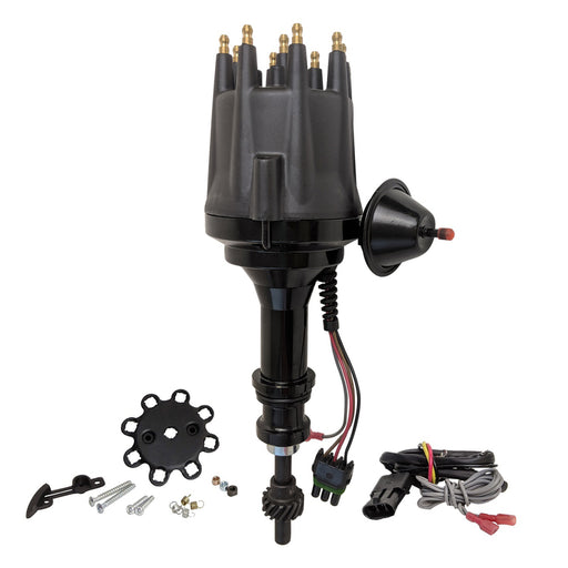 Proflow Distributor, Billet Aluminium, Black Cap, HEI, Ready-to-Run, Vacuum Advance, For Ford 351 Windsor - PFEID420R PFEID420R