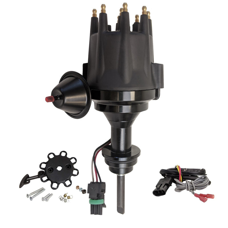 Proflow Distributor, Billet Black, HEI Ready-to-Run Black Cap , Vacuum Advance, SB For Chrysler 273, 318, 340, 360 - PFEID510R PFEID510R