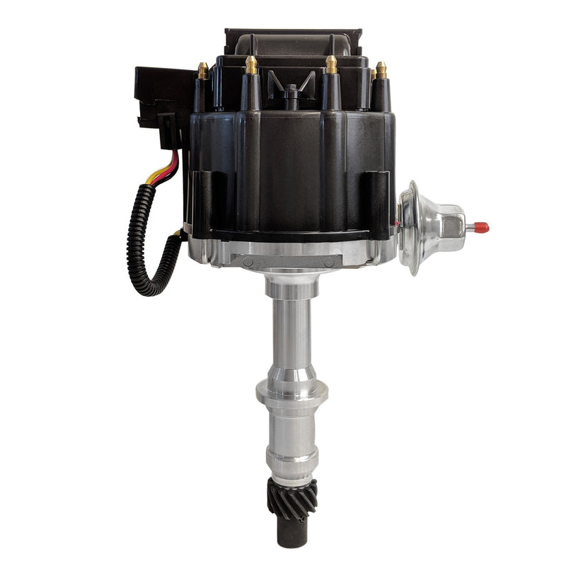Proflow Distributor, HEI Street Series, Vacuum Advance, Black Cap For Pontiac 400, 455 V8, Coil In Cap 50000V - PFEID620 PFEID620