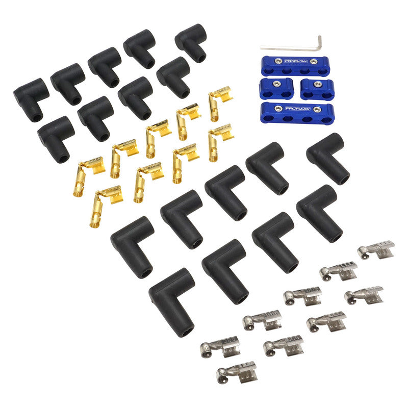 Proflow Spark Plug Pro Lead Wires Set, 10mm Spiral Core, Blue Black Boots, 90 Degree Boots, Universal, V8 with Separator Set - PFEIGL910BL