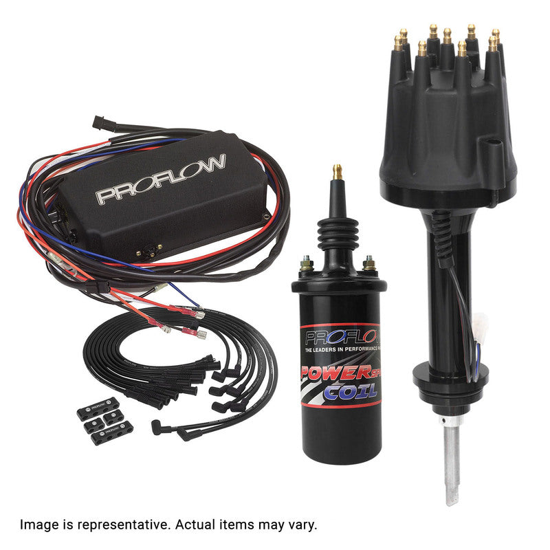 Proflow Ignition Combo Kit, Pro Series Billet Distributor, SupeMax Leads 8.5mm, Ignition CDI 6AL, Striker Coil SB & BB Chev, Kit - PFEIGNKL240 PFEIGNKL240