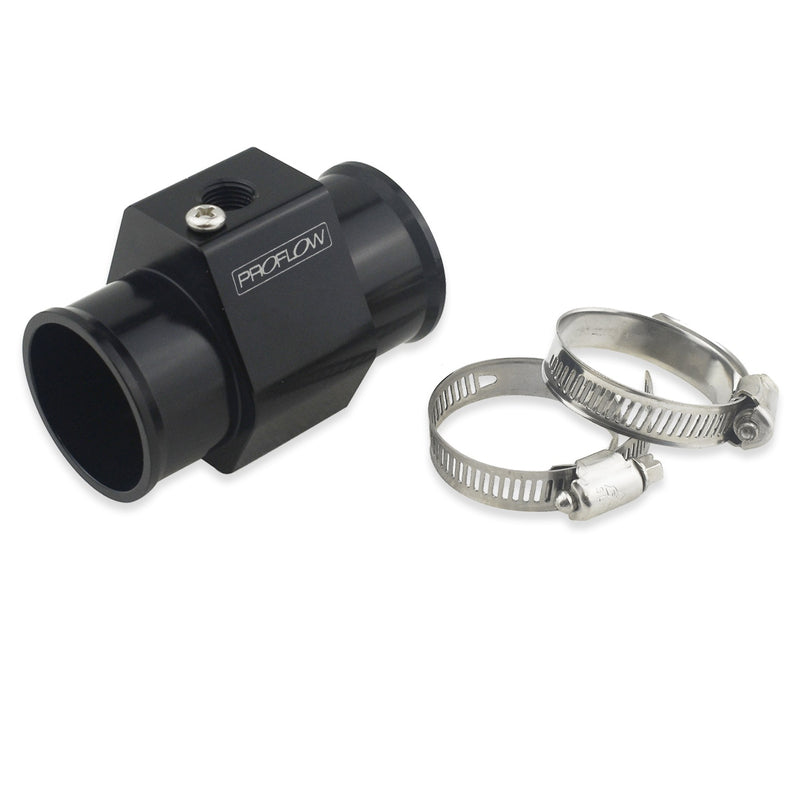 Proflow Water Temperature Sensor Adapter, 38mm (1.50''), 1/8 in. NPT Port, Billet Aluminium, Black Anodised - PFEIRTABK PFEIRTABK