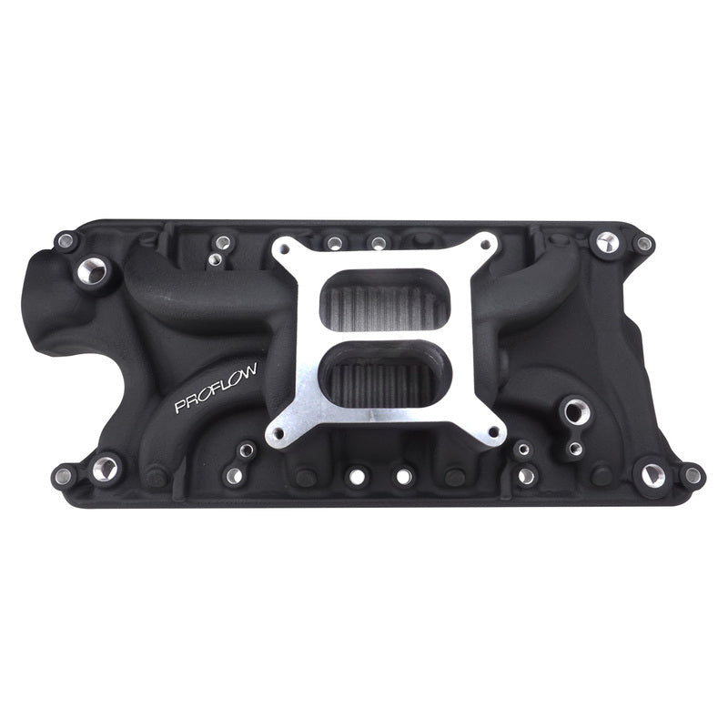 Proflow Intake Manifold, AirDual , Aluminium, Black Square bore SB For Ford 289, 302 - PFEM2121-BK