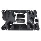Proflow Intake Manifold, AirDual, Aluminium, Black Square/Spread Bore, For Holden, Commodore V8, 253, 308, Each - PFEM2194-BK