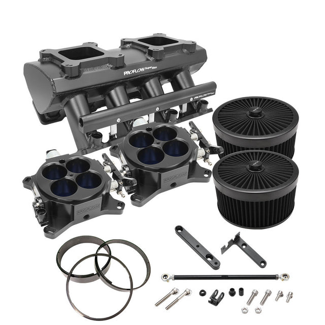 Proflow SuperMax Intake Manifold Kit, Tunnel Ram, For Holden Commodore LS1/LS2, EFI 4150, Fabricated Black, kit - PFEM63238-KIT PFEM63238-KIT