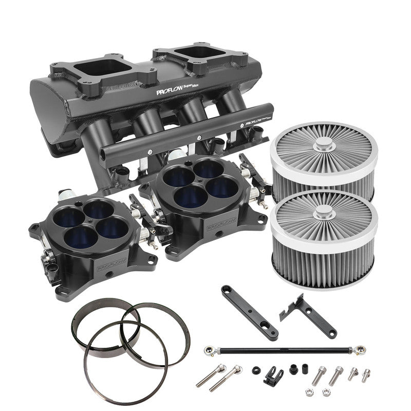 Proflow SuperMax Intake Manifold Kit, Tunnel Ram, For Holden Commodore LS3/L92, EFI 4150, Fabricated Silver, Kit - PFEM63248-KIT-S PFEM63248-KIT-S