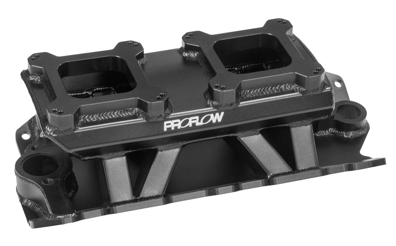 Proflow SuperMax Intake Manifold, Tunnel Ram, For SB Chevrolet, Fabricated Black, Dual Quad Carburetted - PFEM64241 PFEM64241