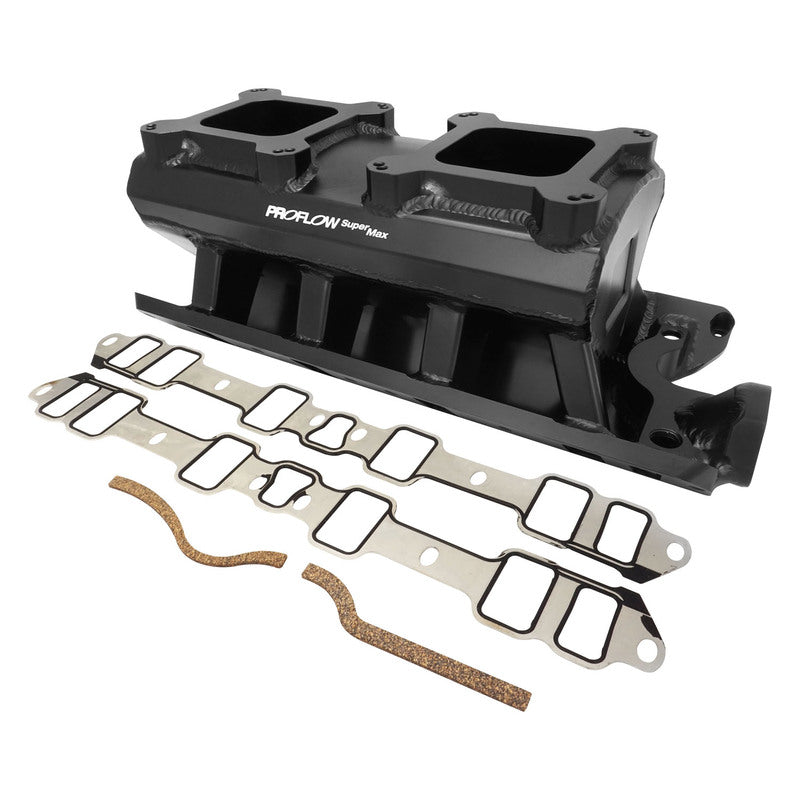Proflow SuperMax Intake Manifold, Tunnel Ram, Fabricated Black, Dual Carburetted, SB Ford 289-302W - PFEM64242