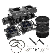 Proflow SuperMax EFI Intake Quad Manifold Kit, Fuel Rails, SB Ford 289-302W, Tunnel Ram, Fabricated Black, Dual 4150 Throttle Bodies - PFEM64243-KIT PFEM64243-KIT