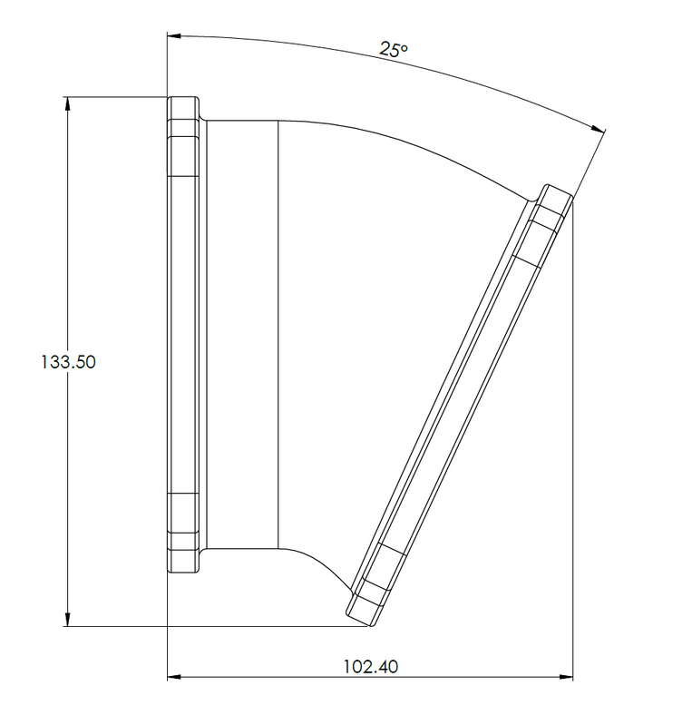 Proflow Throttle Body Adapter, 25 Degree Angled, For For Holden Commodore LS, 102mm Bore, Billet Aluminium, Black - PFEM65500