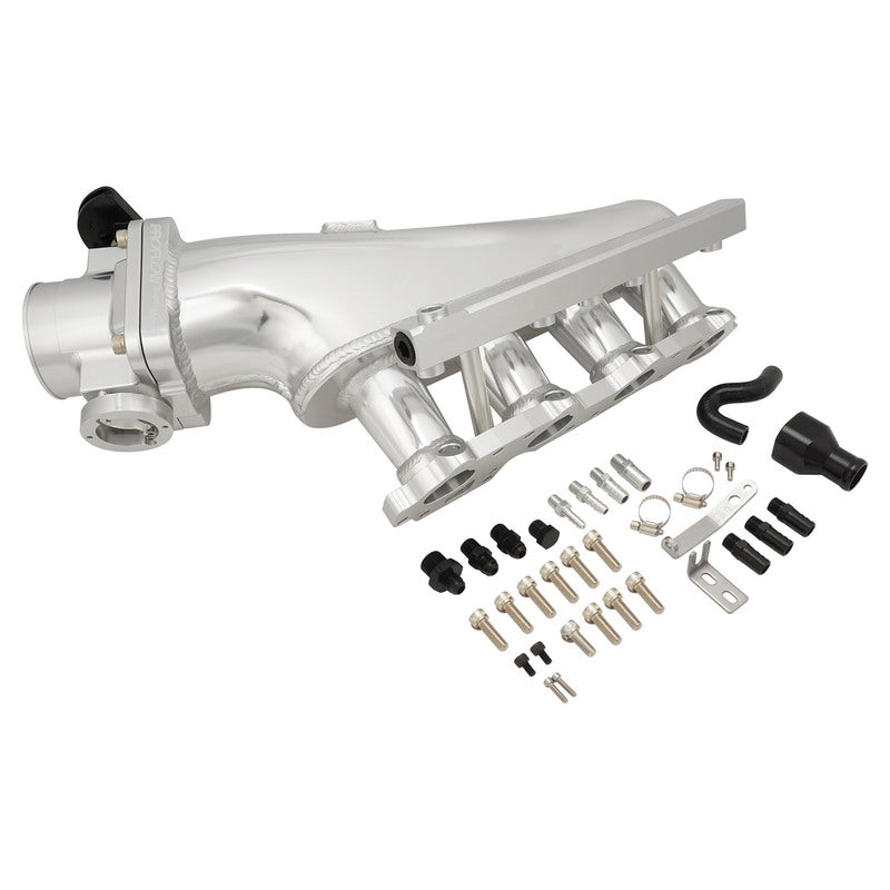 Proflow Intake Manifold Kit, For Nissan SR20 S14/S15, Fabricated Aluminium, Polished, 76mm Throttle Body, Fuel Rail Kit - PFEM67520 PFEM67520