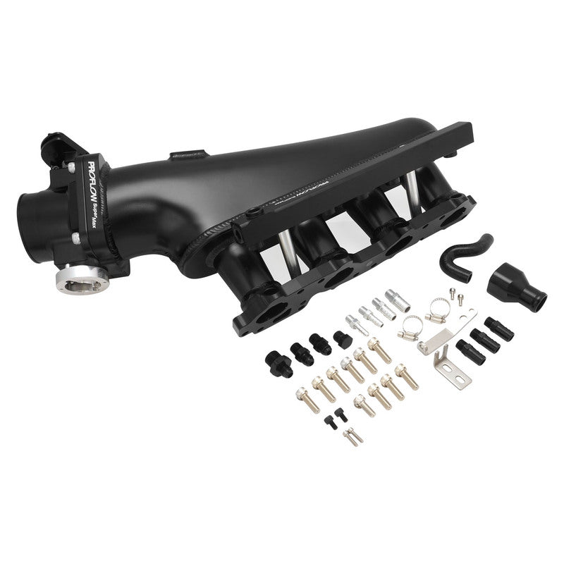 Proflow Intake Manifold Kit, For Nissan SR20 S14/S15, Fabricated Aluminium, Black, 76mm Throttle Body, Fuel Rail Kit - PFEM67520BK PFEM67520BK