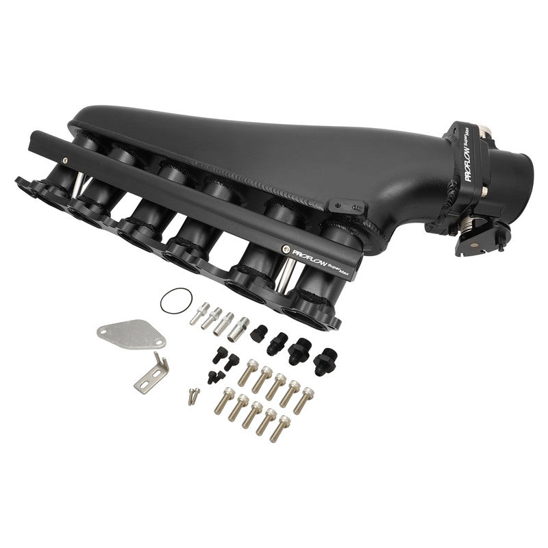 Proflow Intake Manifold Kit, Fabricated Aluminium, Black For Toyota 1JZ-GTE Inlet Plenum, 90mm Throttle Body, Fuel Rail - PFEM67540BK PFEM67540BK