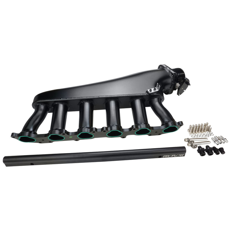Proflow Intake Manifold Kit, Fabricated Aluminium, Black For Toyota 1FZ-FE Inlet Plenum, 90mm Throttle Body, Fuel Rail - PFEM67545BK PFEM67545BK