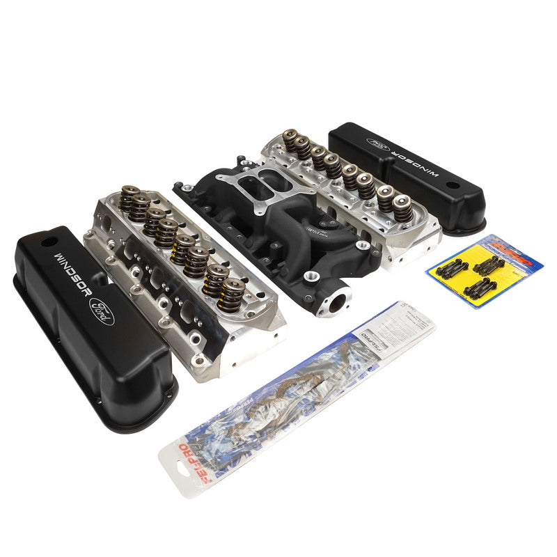 Proflow Cylinder Head AirMax 185 & Intake Kit, Manifold, AirMax, Dual Plane, Aluminium, Black, Square Bore, For Ford, 289/302, Each - PFEM7521-BK-HEADS PFEM7521-BK-HEADS