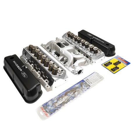 Proflow Cylinder Head AirMax 185 & Intake Kit, Manifold, AirMax, Dual Plane, Aluminium, Natural, Square Bore, For Ford, 289/302, Each - PFEM7521-HEADS PFEM7521-HEADS