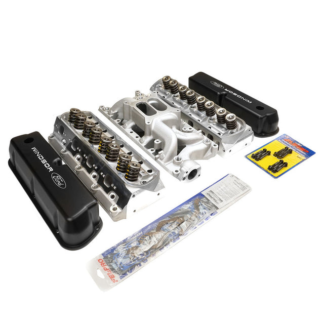 Proflow Cylinder Head AirMax 185 & Intake Kit, Manifold, AirMax, Dual Plane, Aluminium, Natural, Square Bore, For Ford, 289/302, Each - PFEM7521-HEADS PFEM7521-HEADS