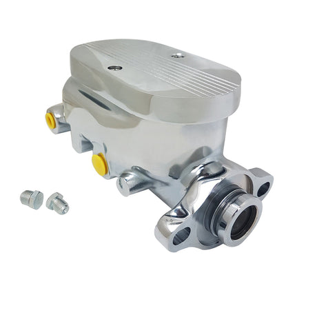 Proflow Master Cylinder, Universal GM, Flat Top Aluminium, Polished, 1.00 in. Bore, Dual Bowl, Ports Both side, Each - PFEMC1321FTCH PFEMC1321FTCH