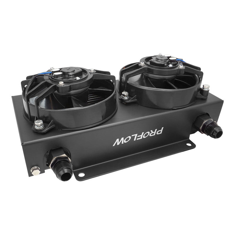 Proflow Oil Cooler Kit, Ultra Pro, 19 Row, Dual Fan 625 CFM, AN10 ORB Female, Aluminium, Black - PFEOC19-DF